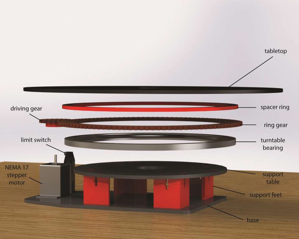 exploded view of turntable