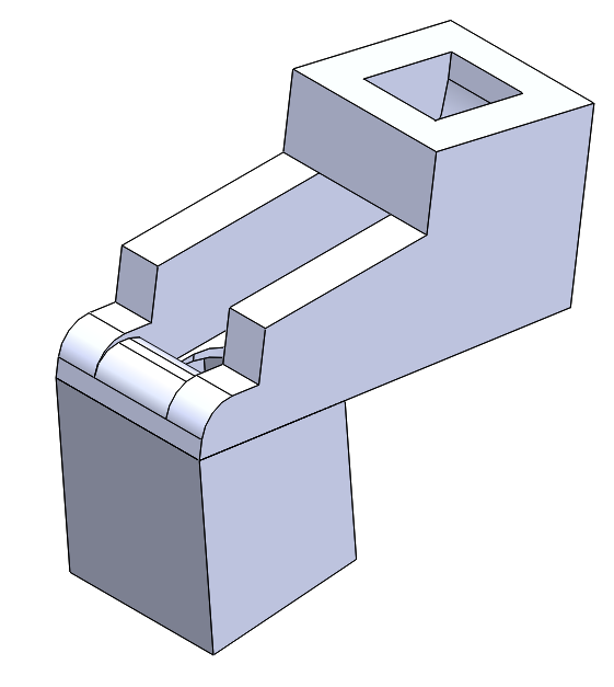Final CAD image of marble chute and solenoid holder.