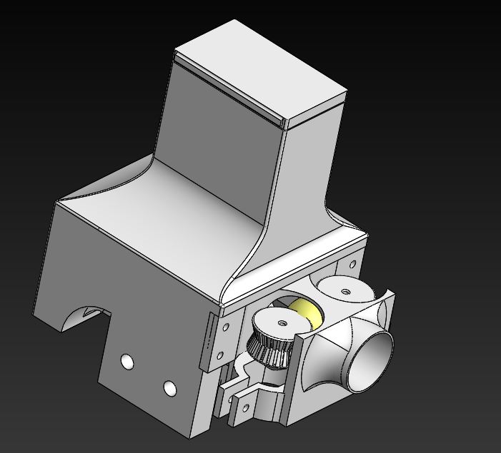 An image displaying the CAD of the firing mechnism of the robot. It is reminiscent of a pitching mechnism. 